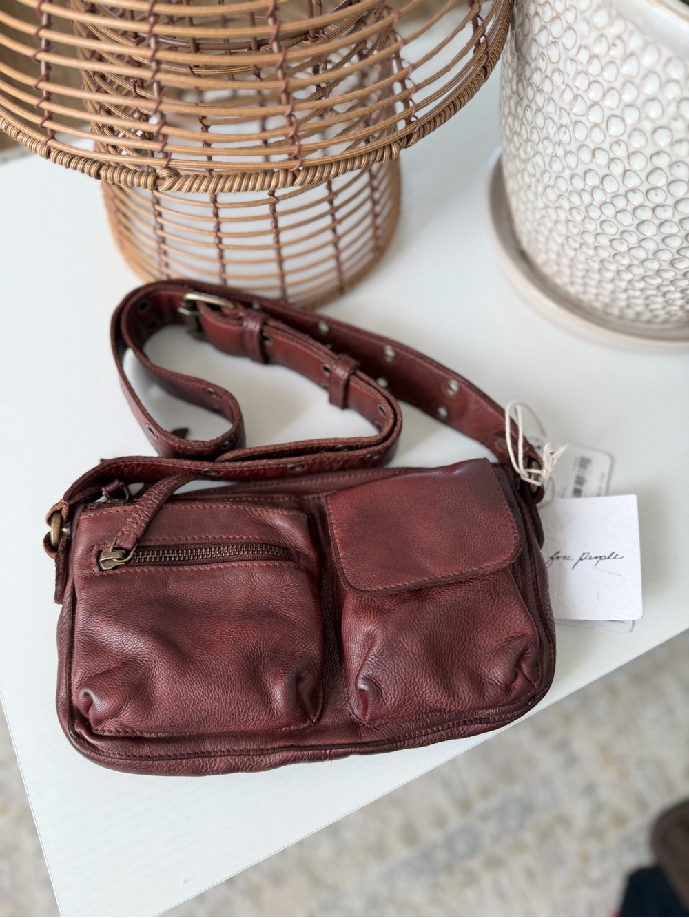 NWT FREE PEOPLE Genuine leather sling bag